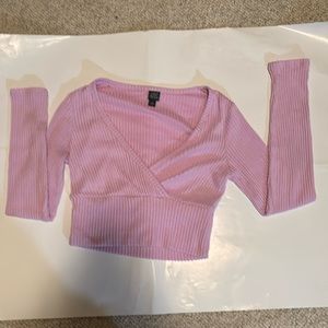 pink/purple crop long sleeve top